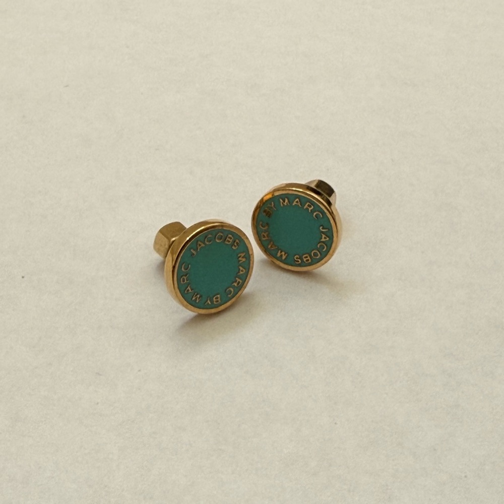 Marc Jacobs Gold & Teal Stud Earrings